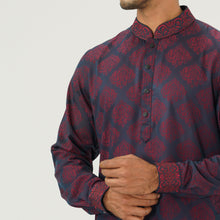 Load image into Gallery viewer, Mens Maroon Jacquard Panjabi
