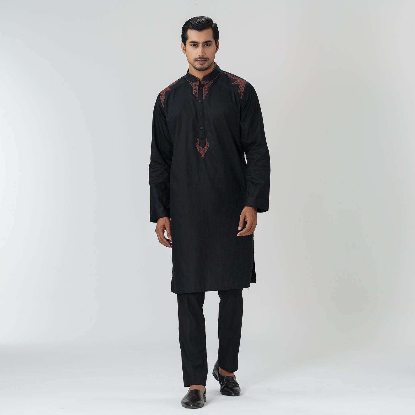 Mens Black Jacquard Panjabi