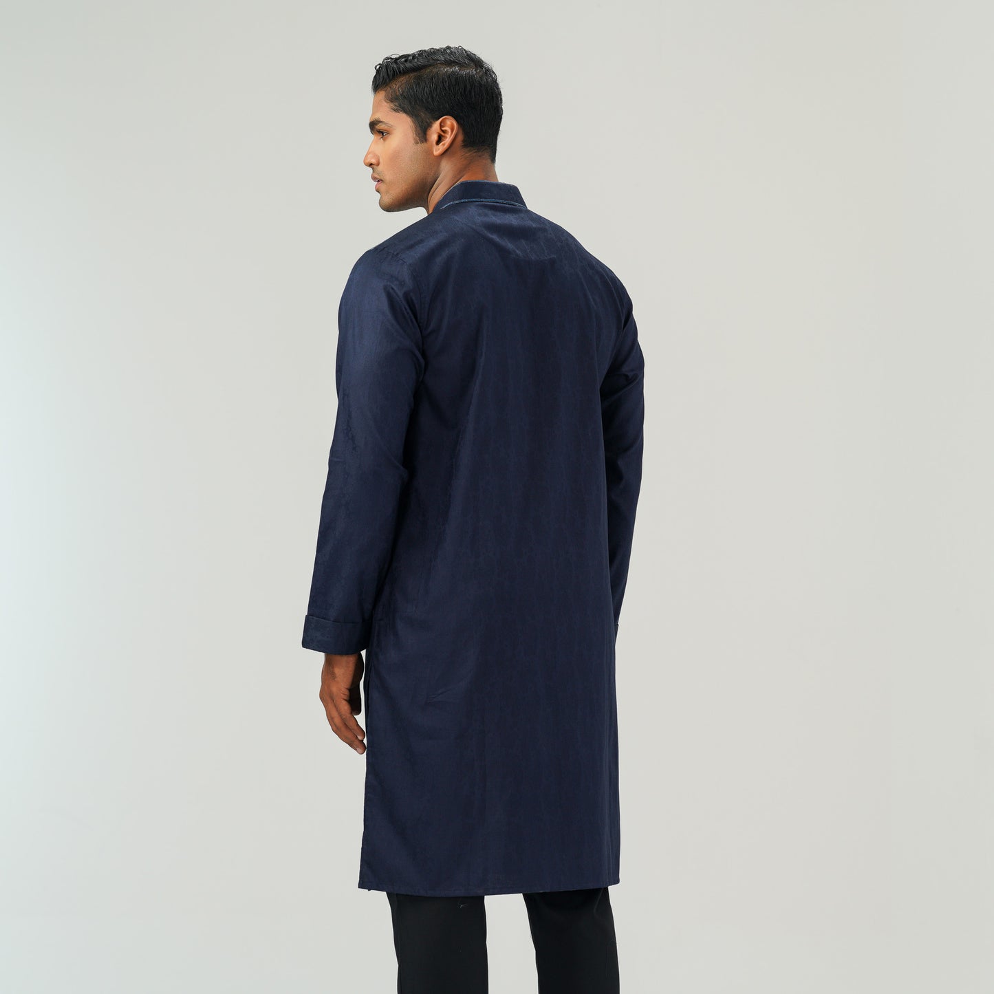 Mens Navy  Jacquard Panjabi