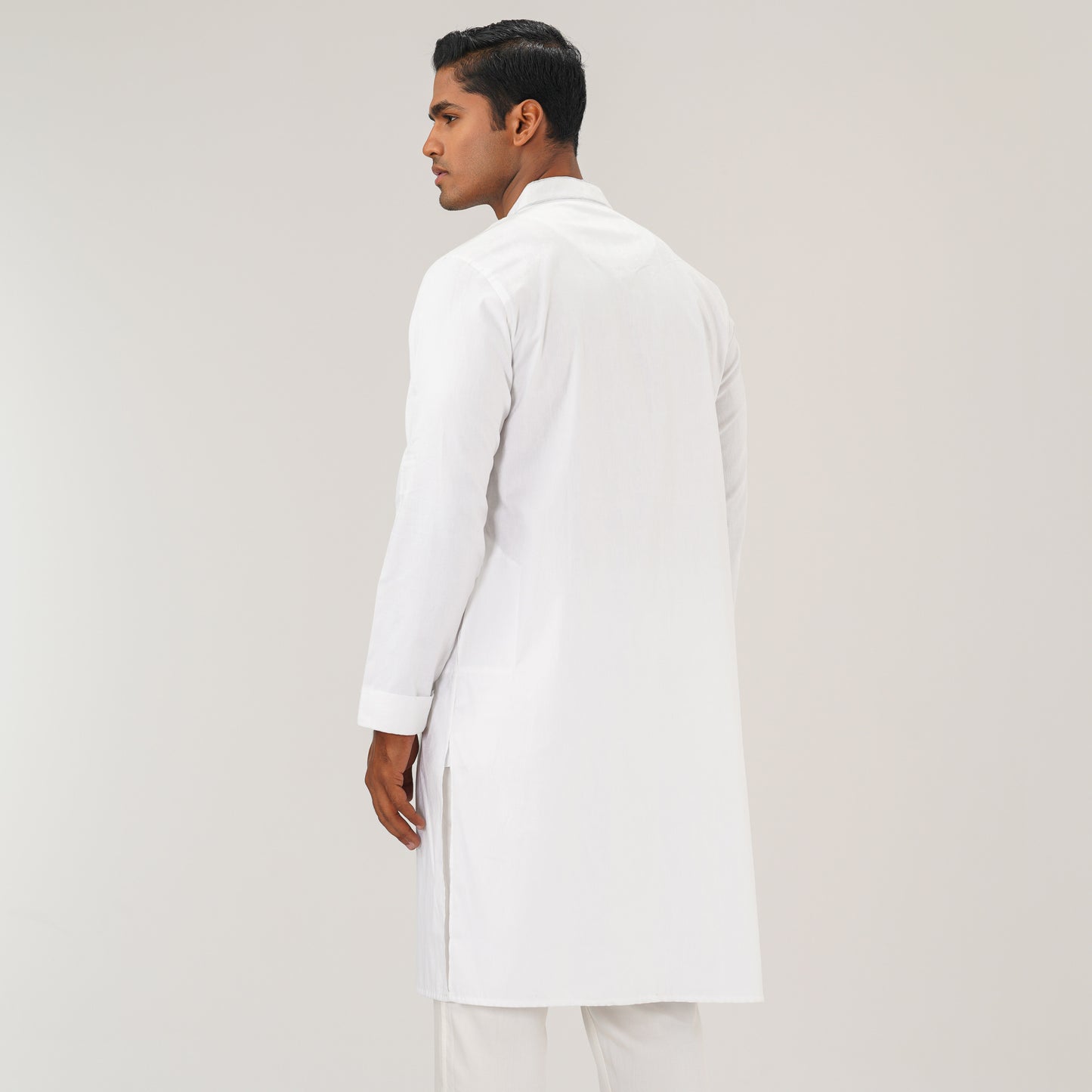 Mens White Jacquard Panjabi