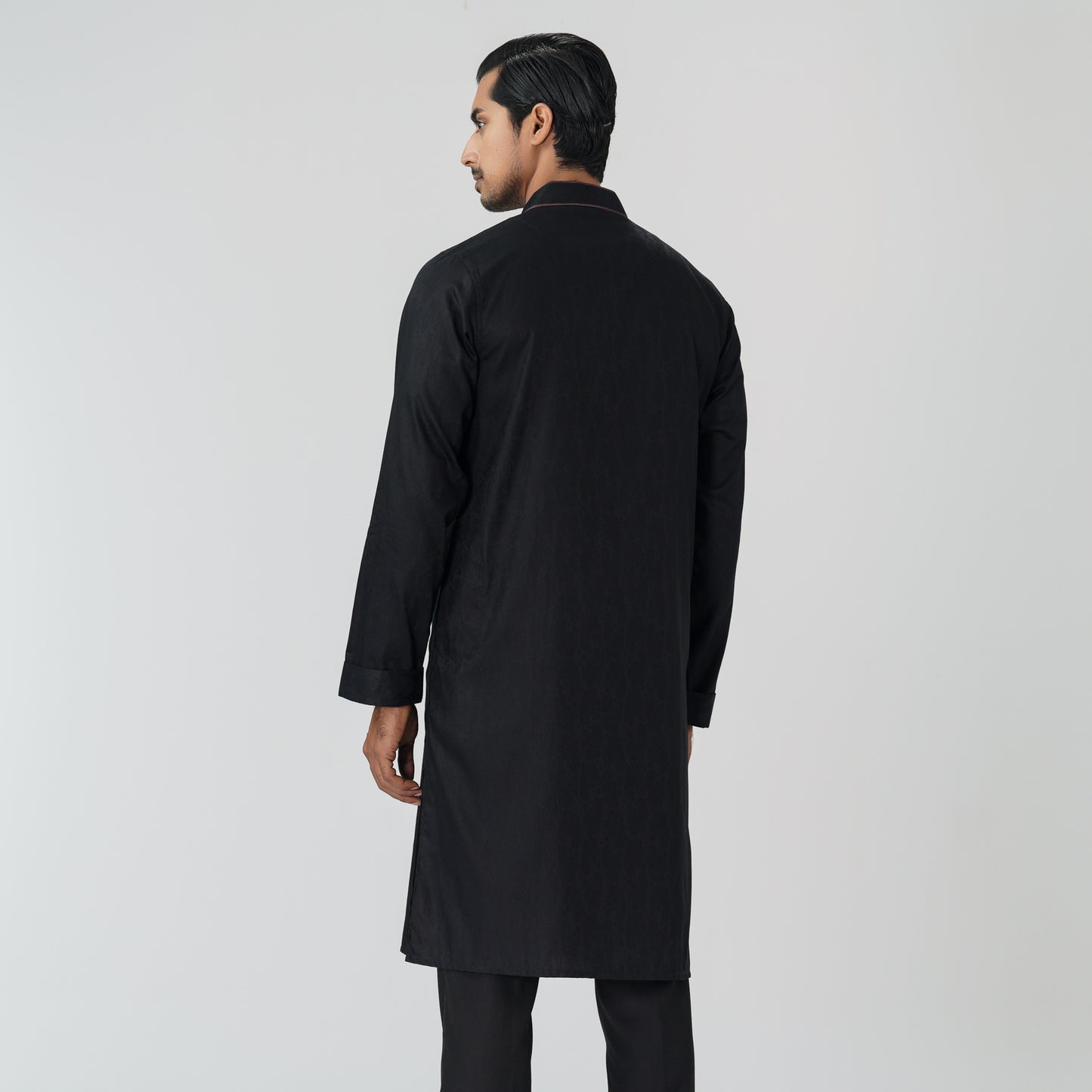 Mens Black Jacquard Panjabi