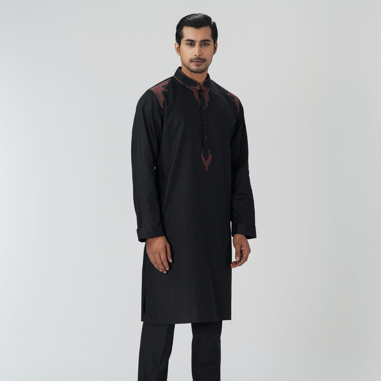 Mens Black Jacquard Panjabi