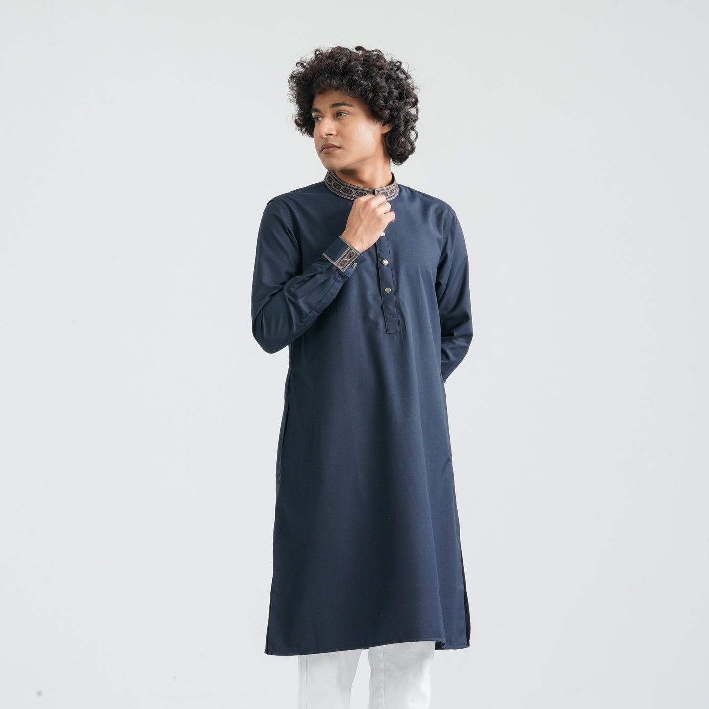Men's Dark Navy Suiting Panjabi