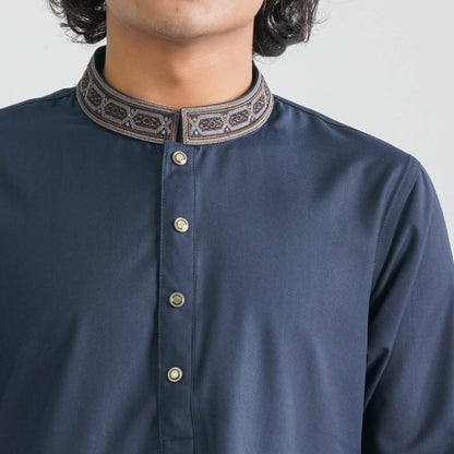 Men's Dark Navy Suiting Panjabi