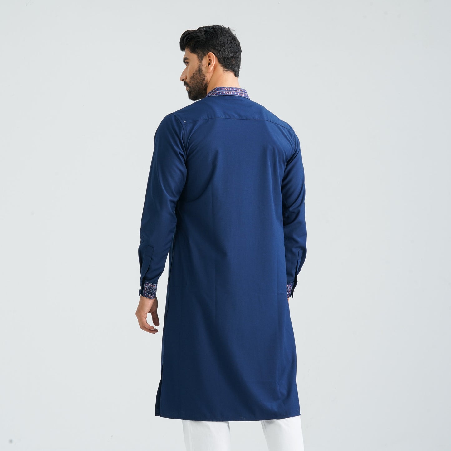 Men's Dark Navy Blended Panjabi