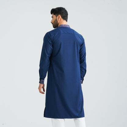 Men's Dark Navy Blended Panjabi