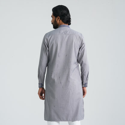 Men's Grey Blended Panjabi