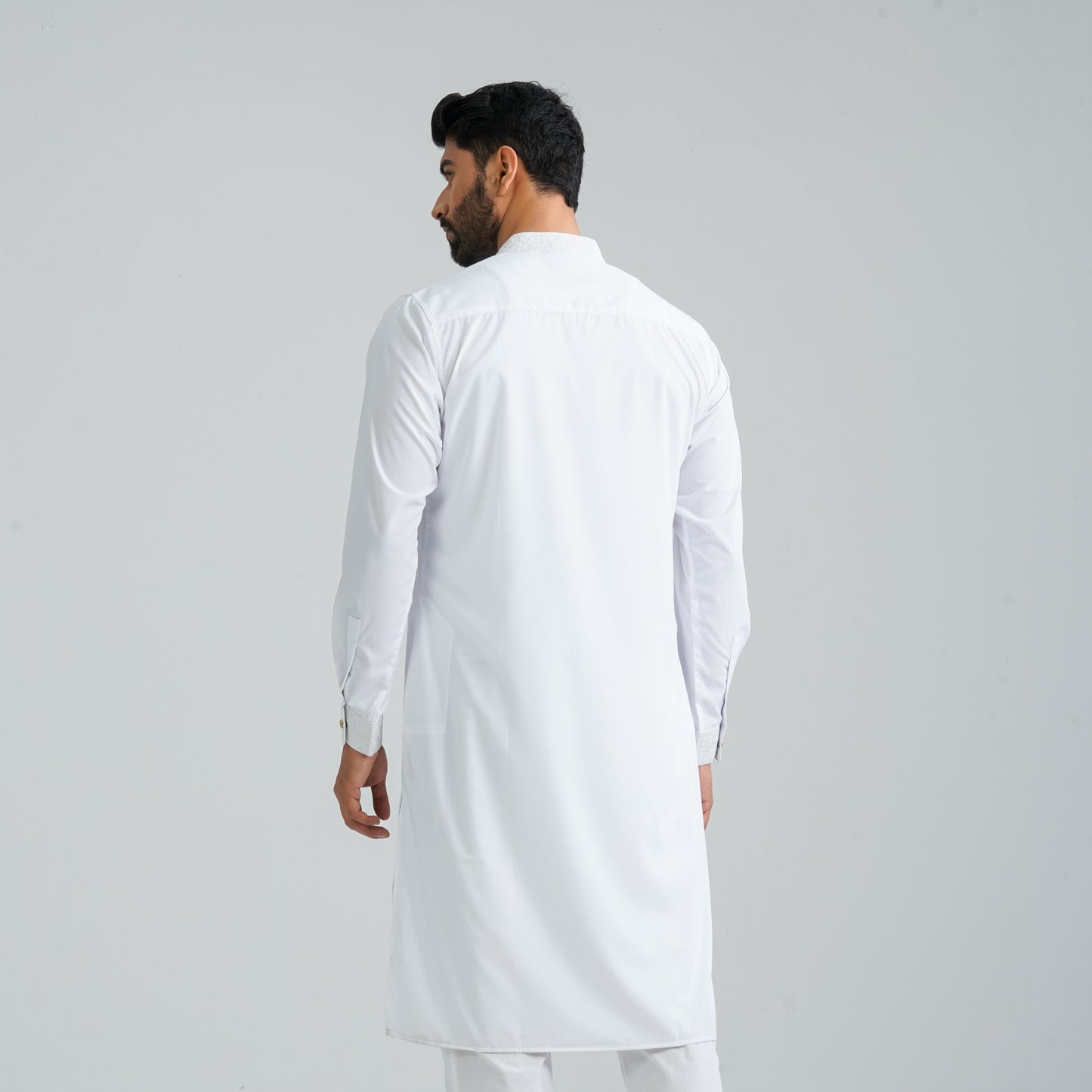 Men’s White Embroidered Panjabi