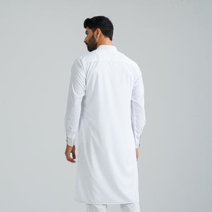 Men’s White Embroidered Panjabi