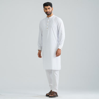 Men’s White Embroidered Panjabi
