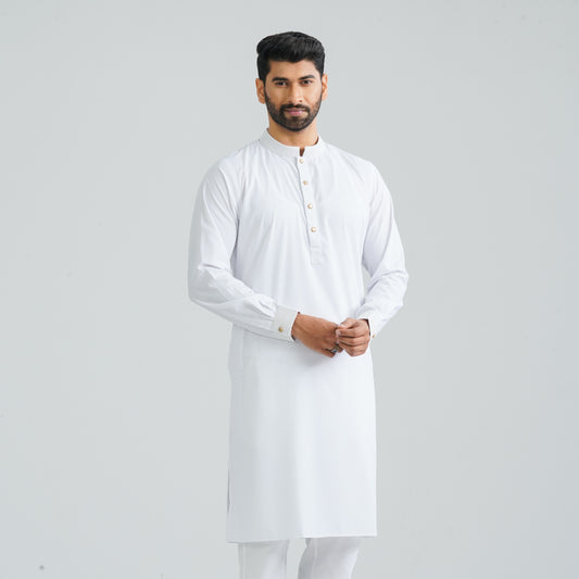 Men’s White Embroidered Panjabi
