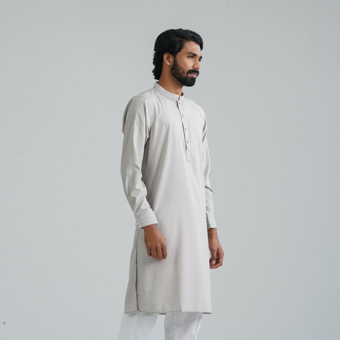 Men’s Grey Embroidery Panjabi