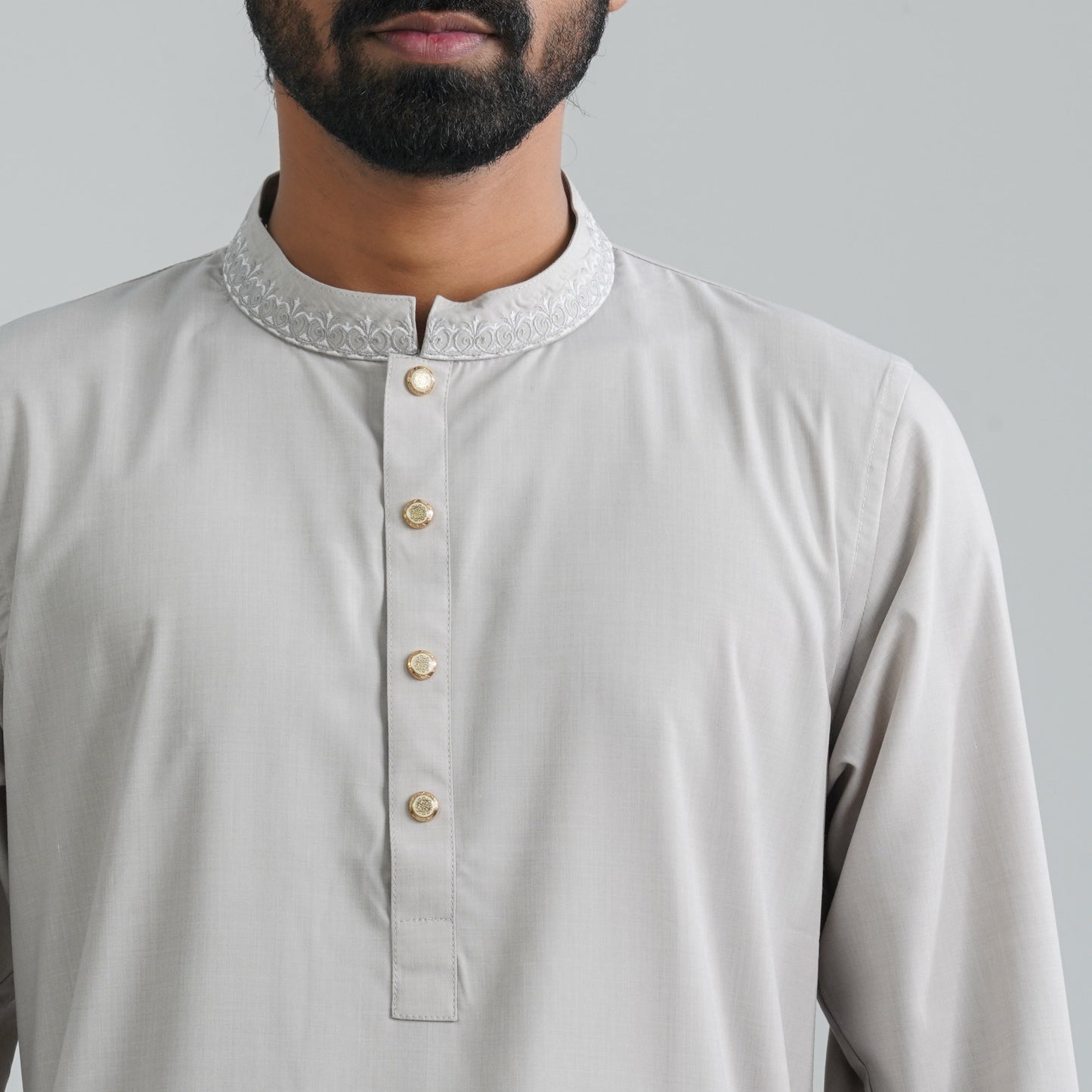 Men’s Grey Embroidery Panjabi