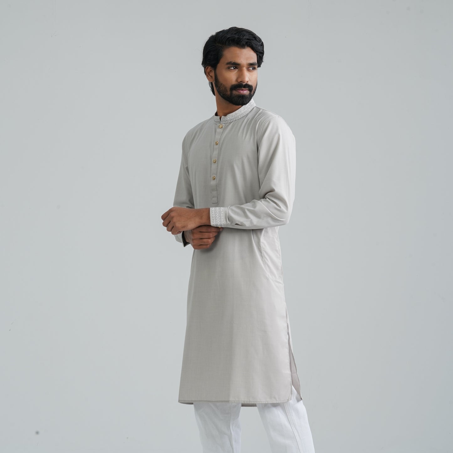 Men’s Grey Embroidery Panjabi