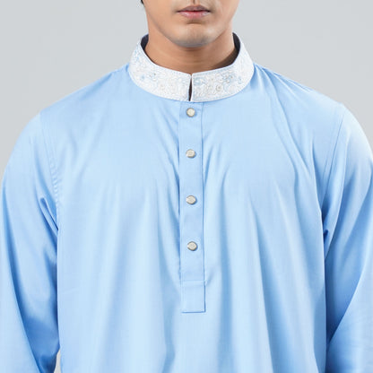 Men’s Sky Blue Embroidered Panjabi