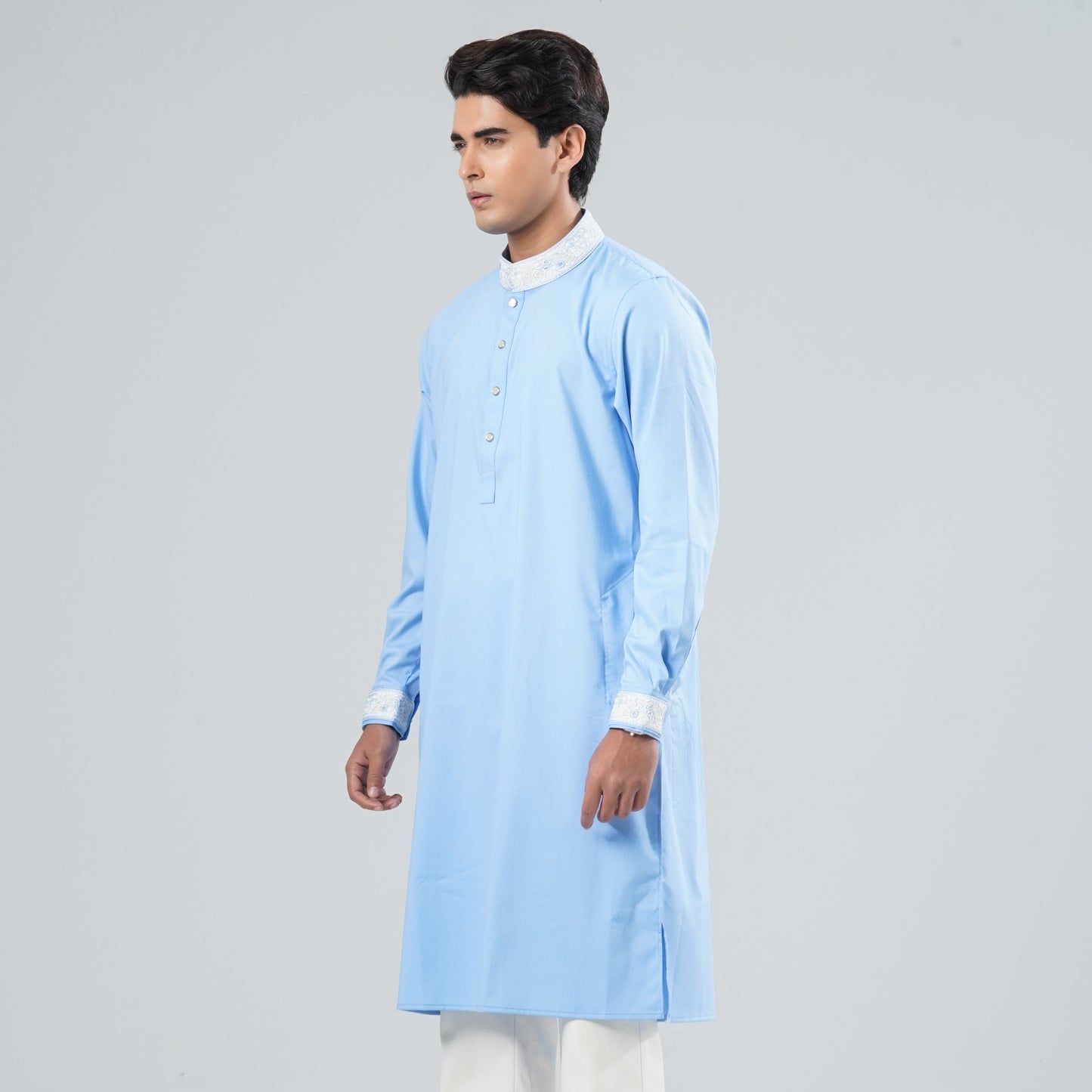 Men’s Sky Blue Embroidered Panjabi