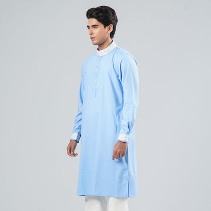 Men’s Sky Blue Embroidered Panjabi