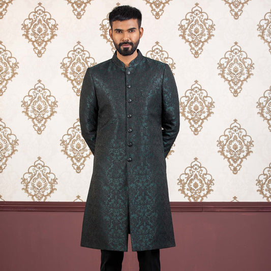 Mens Sherwani-Deep Green