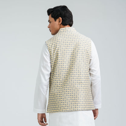 Men’s Pastel Yellow Jacquard Vest