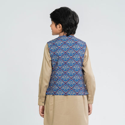 Boy's Blended Cotton Teal Koti