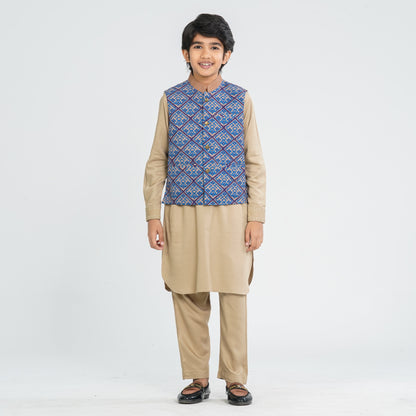 Boy's Blended Cotton Teal Koti