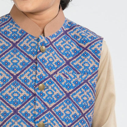 Boy's Blended Cotton Teal Koti