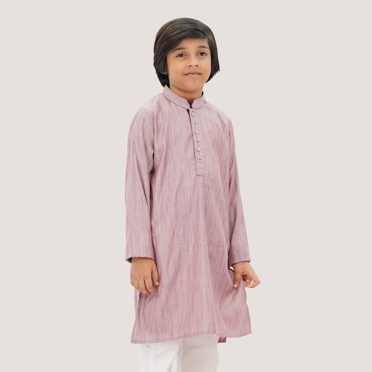 Boys' Pink Stripe Panjabi