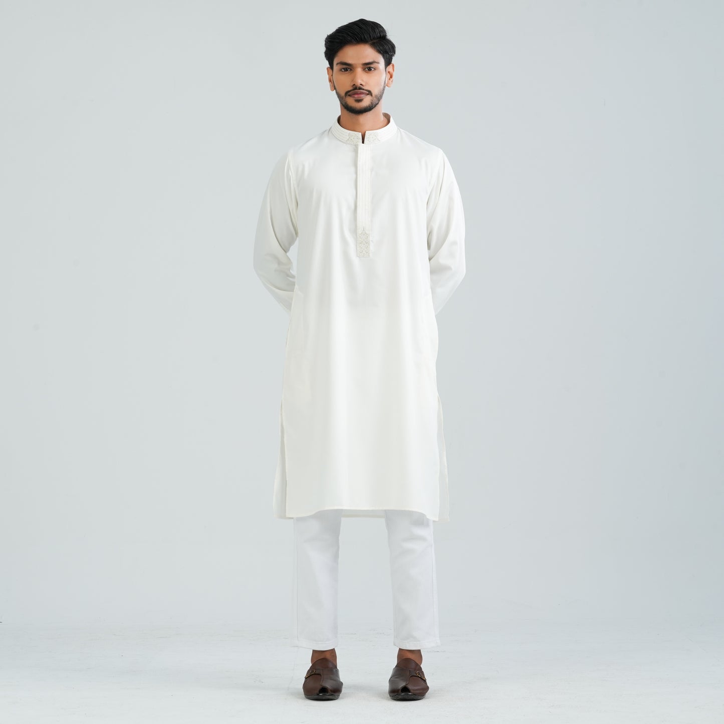 Men’s White Karchupi Panjabi