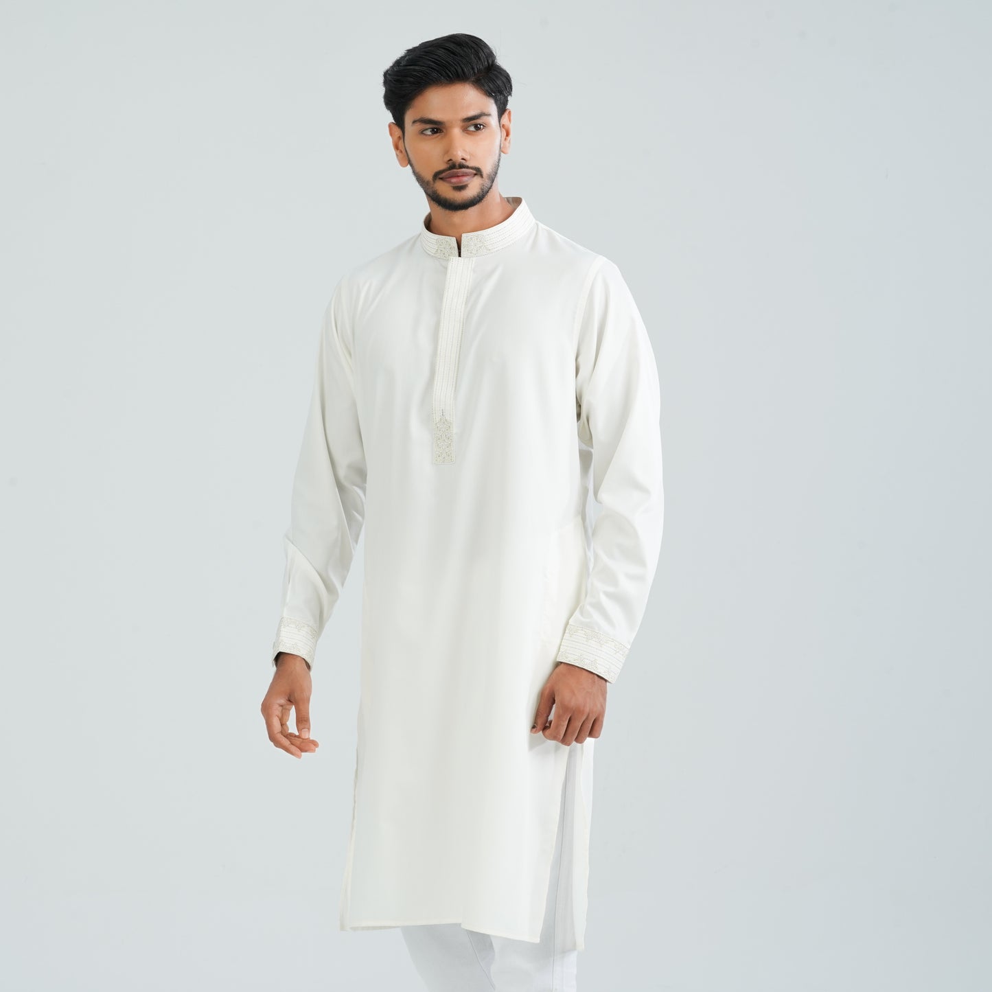 Men’s White Karchupi Panjabi