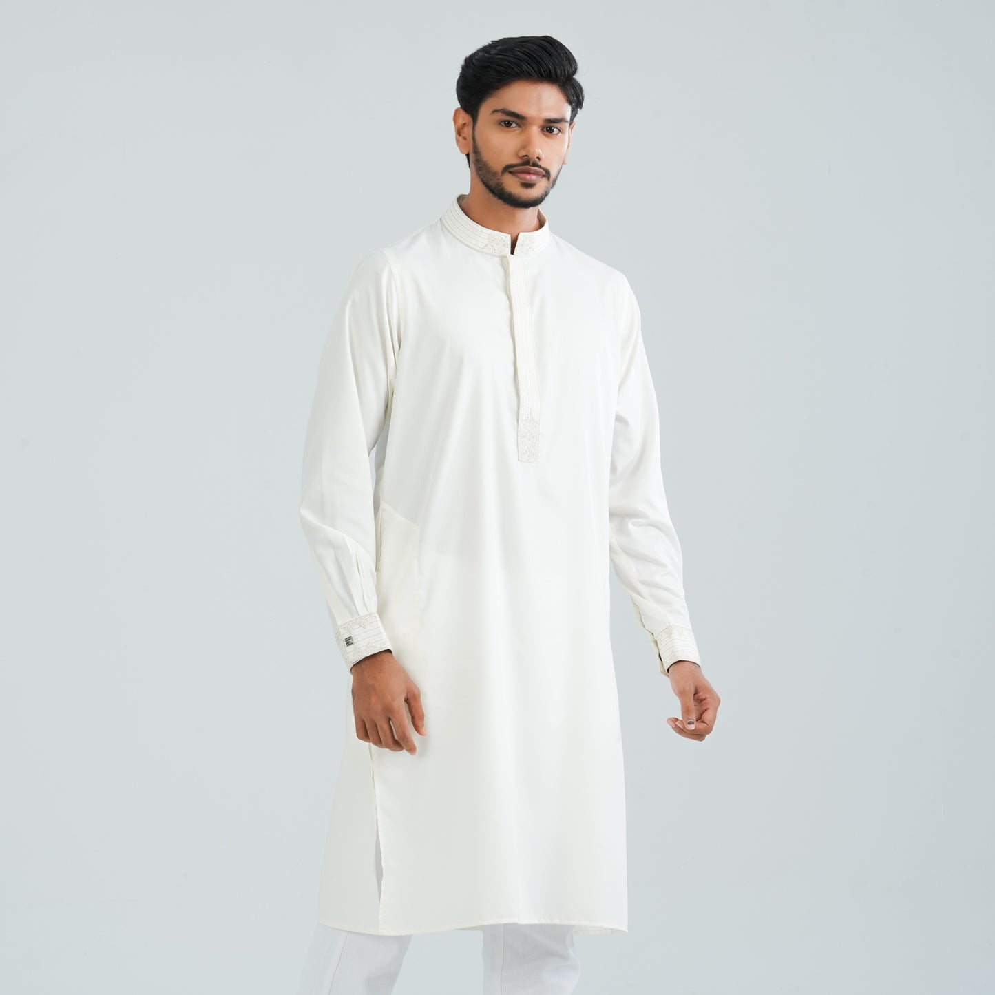 Men’s White Karchupi Panjabi
