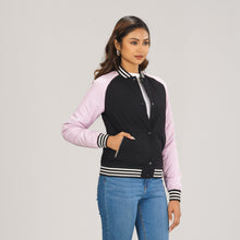 Load image into Gallery viewer, Womens Bomber Jacket -Pink/Black
