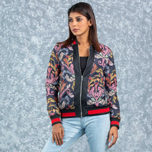 Load image into Gallery viewer, WOMENS BOMBER JACKET- MULTI COLOR AOP

