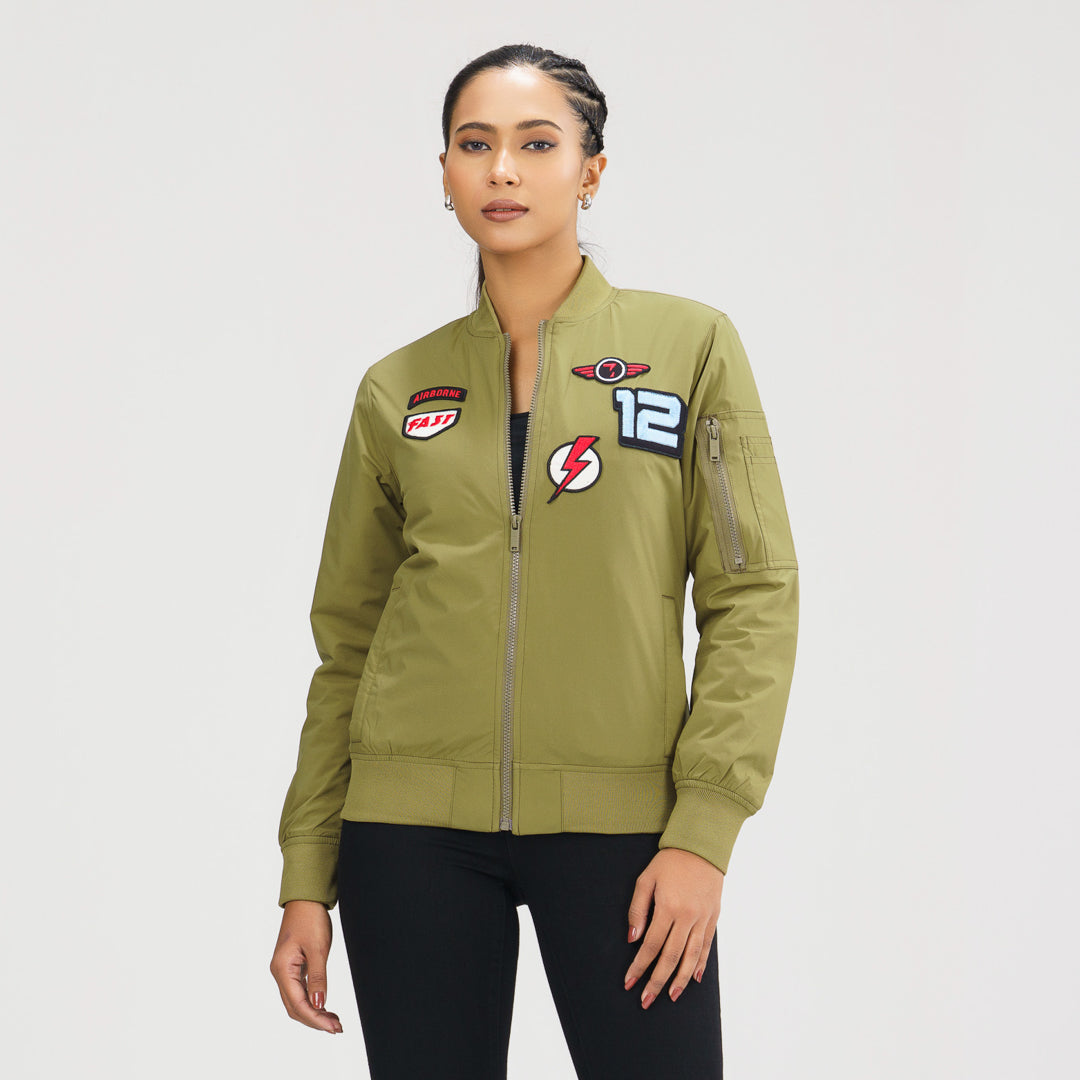 Womens Bomber Jacket- Olive