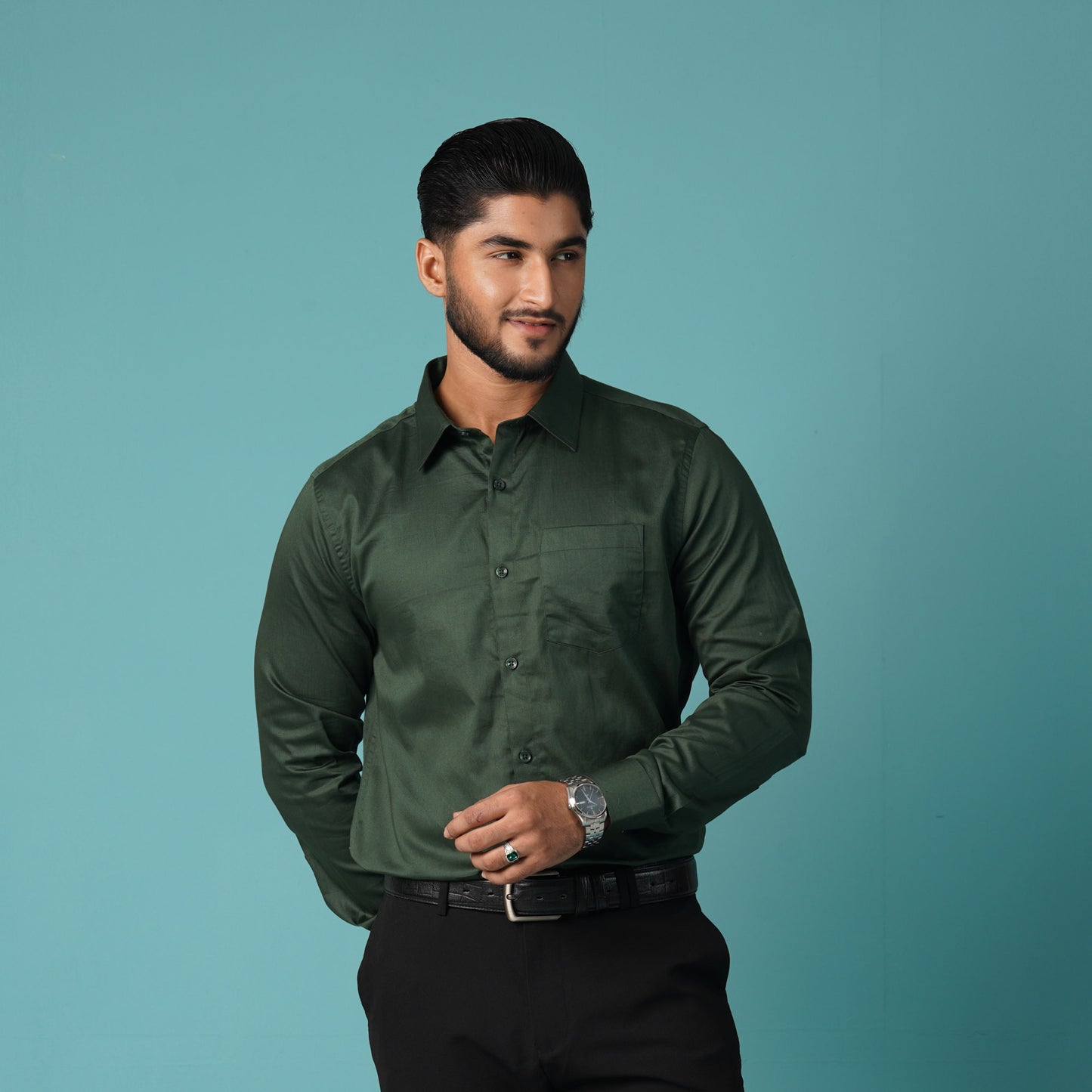 Mens Formal Shirt-Green