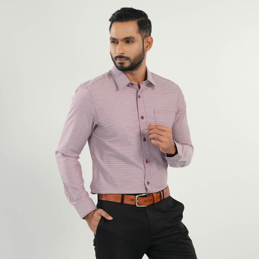 Mens Maroon Stripe Formal Shirt