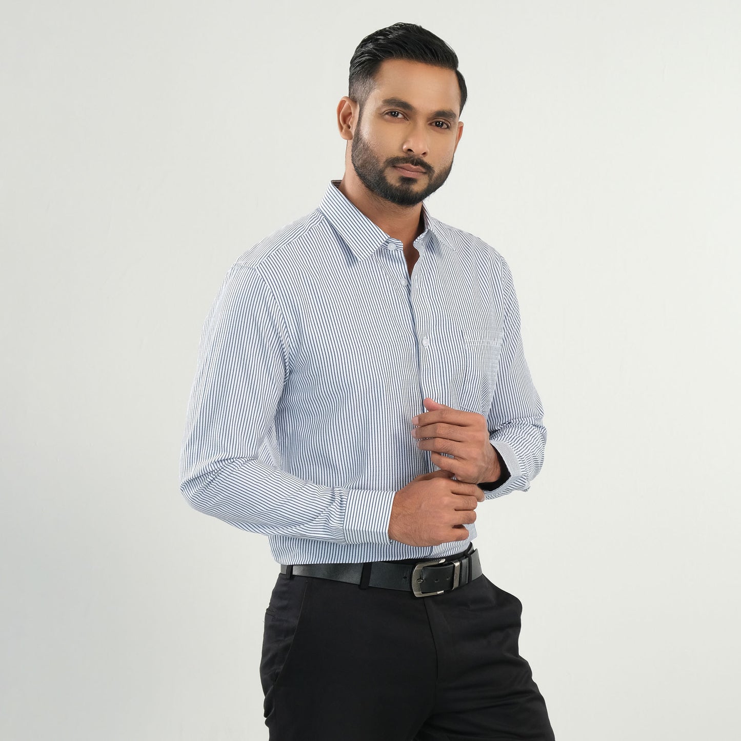 Mens Blue Stripe Formal Shirt