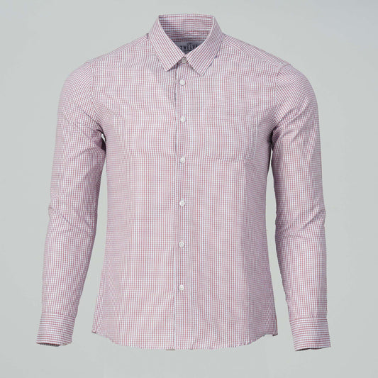 Mens Red Check Formal Shirt