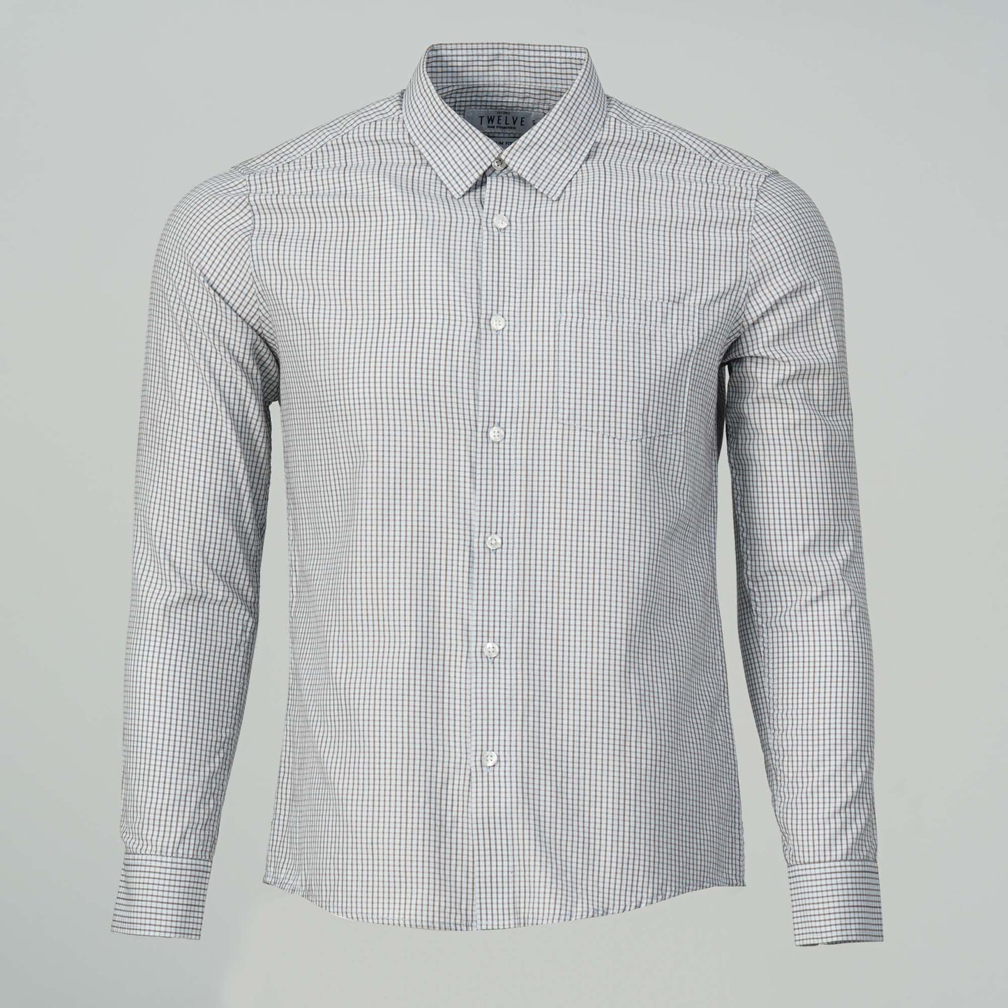 Men's Formal Brown Check Shirt
