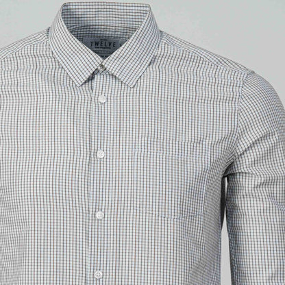 Men's Formal Brown Check Shirt