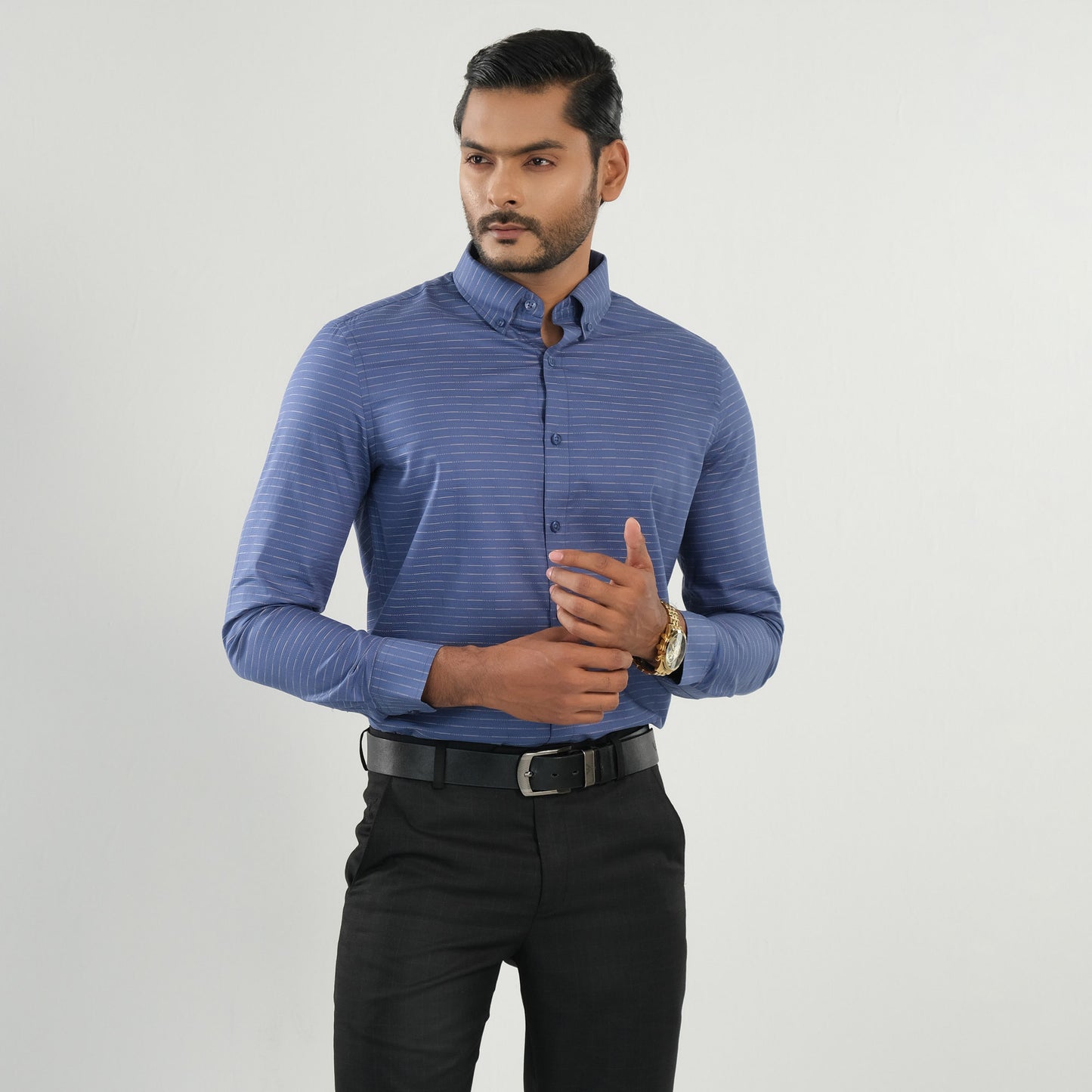 Mens Blue Stripe Formal Shirt