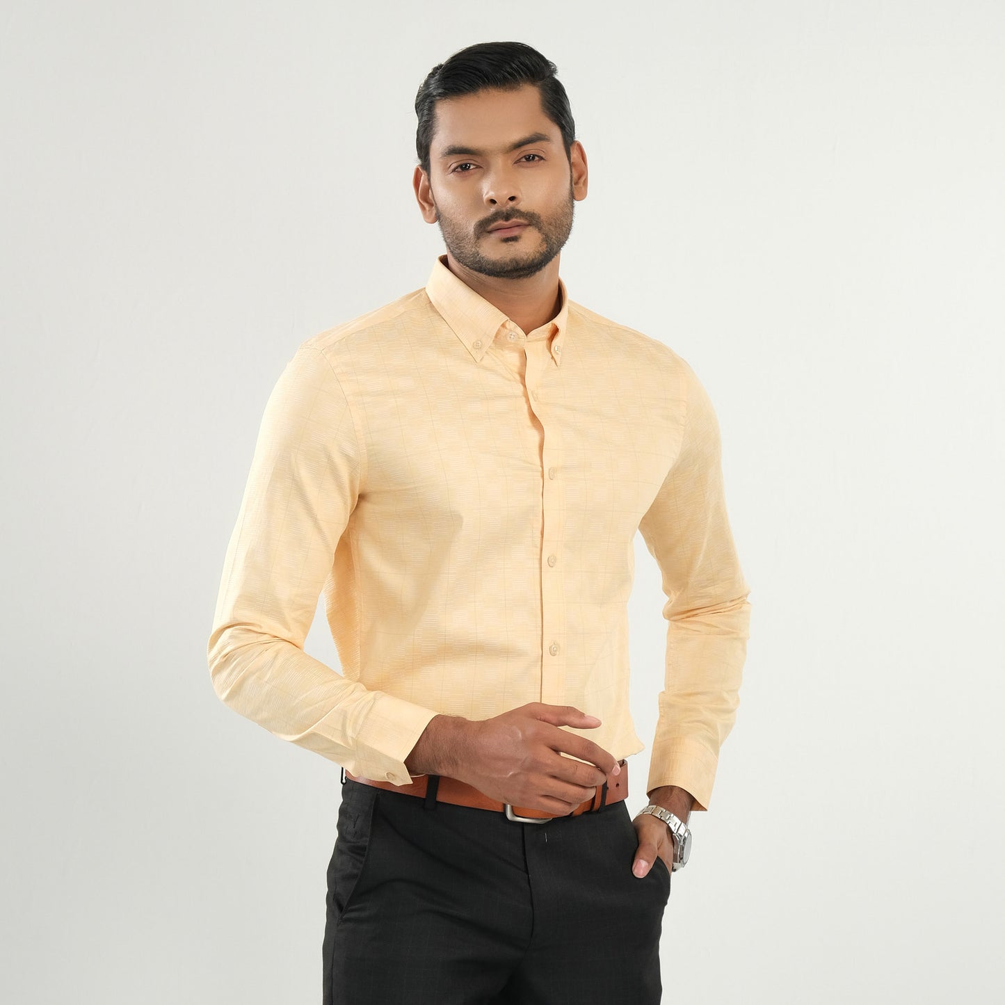 Mens Yellow Formal Shirt