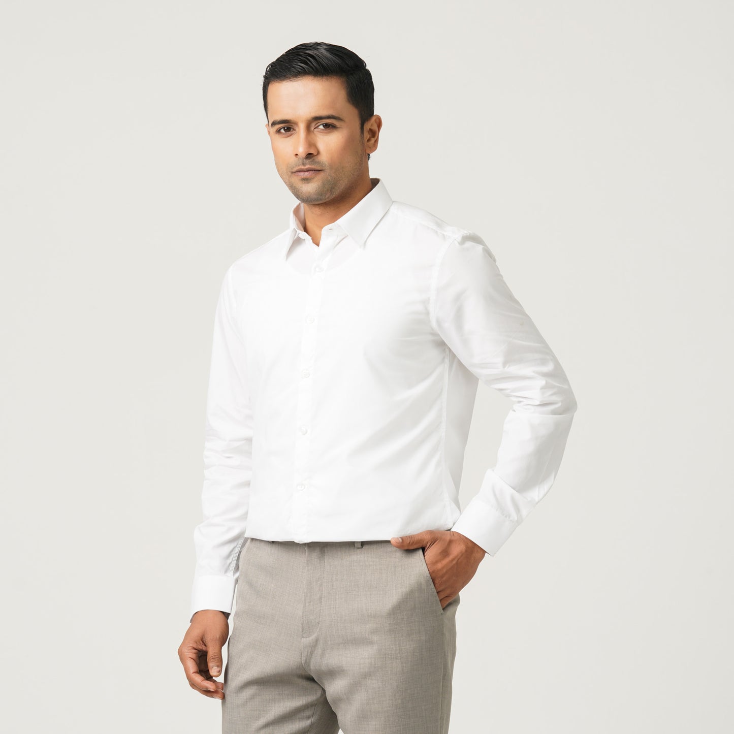Men’s White Poly-Cotton Formal Shirt