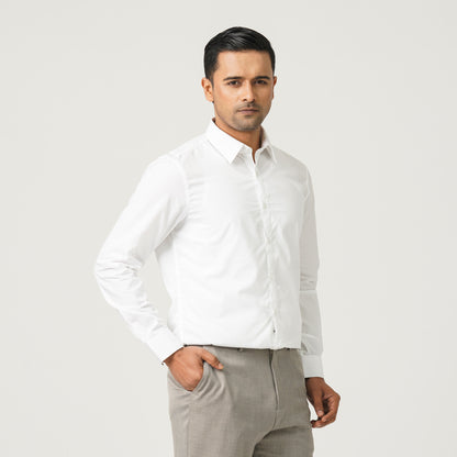 Men’s White Poly-Cotton Formal Shirt