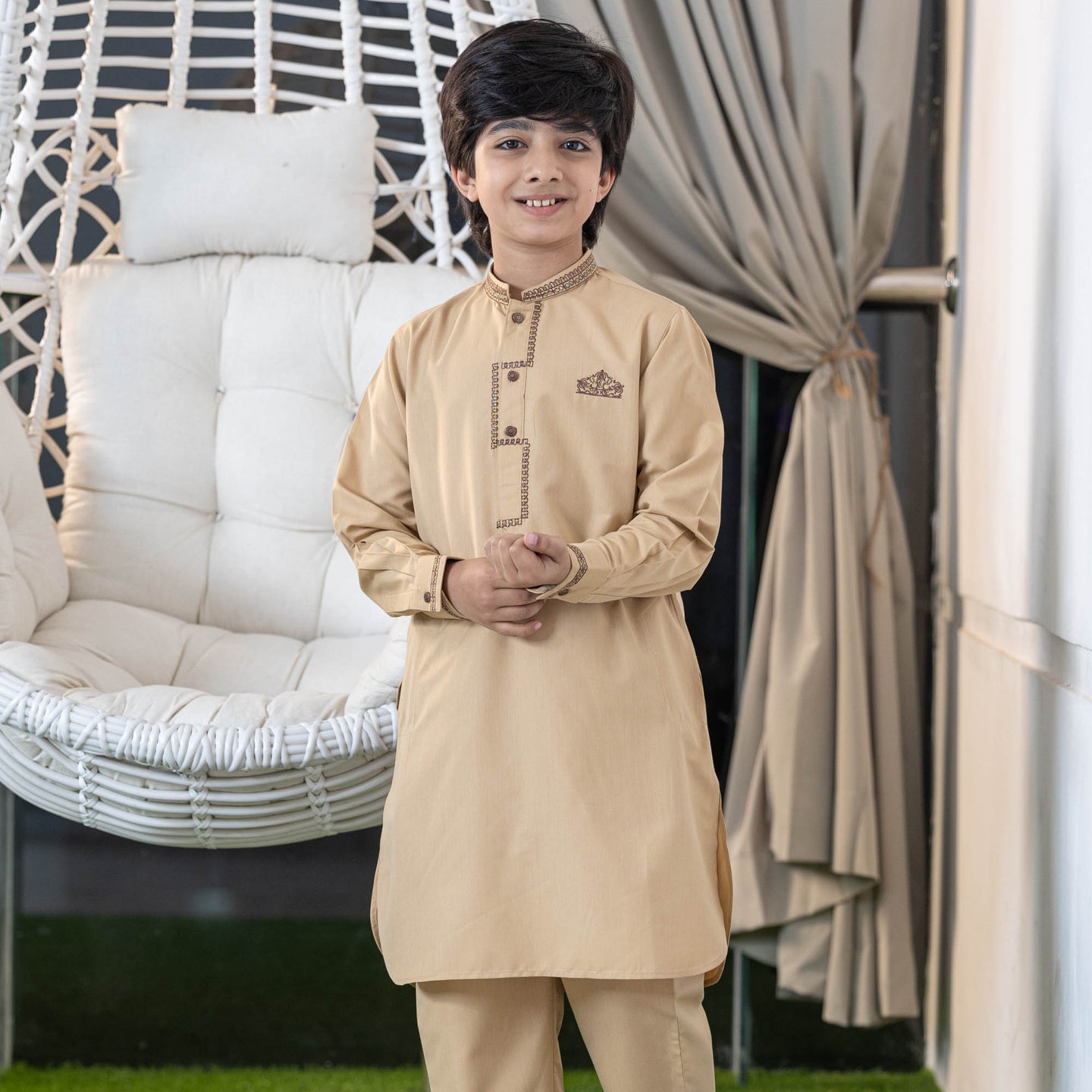 BOYS EMBROIDERY KABLI-KHAKI