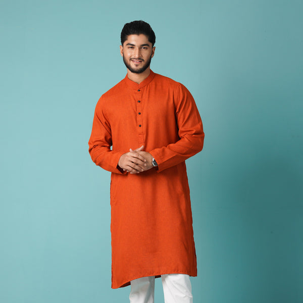 MENS BASIC PANJABI-ORANGE