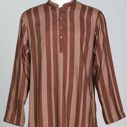 MENS BASIC BROWN STRIPE PANJABI