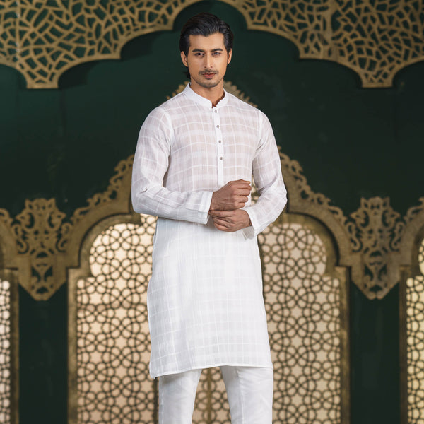 Men's White Shank Button Panjabi