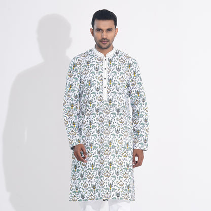 Mens Black & White Panjabi