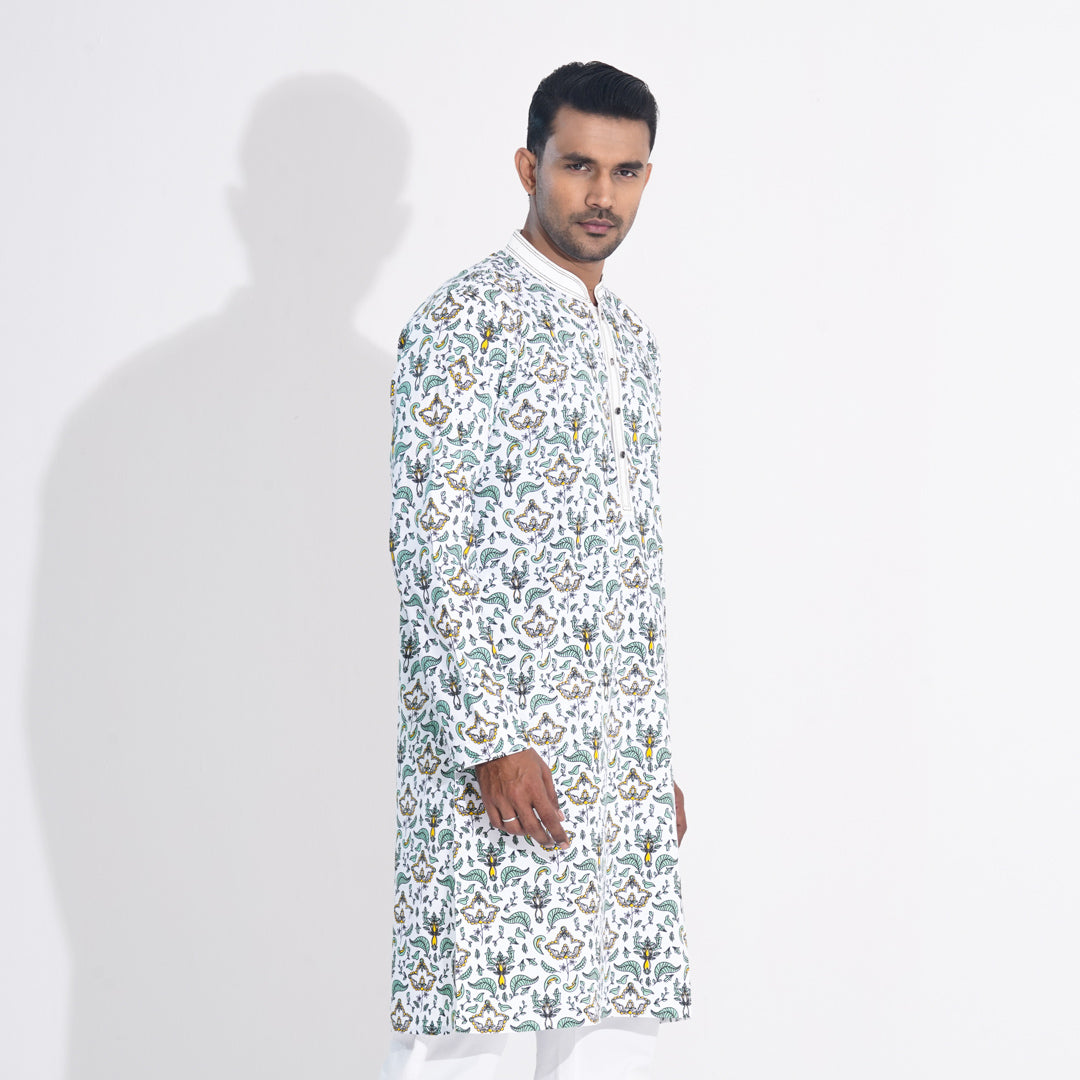 Mens Black & White Panjabi