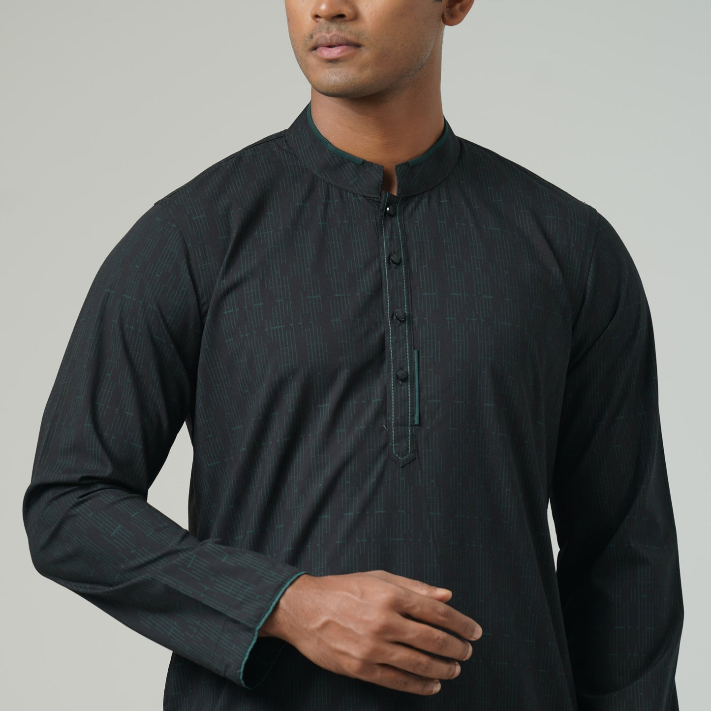 Mens Black Green Panjabi